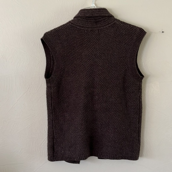 Eddie Bauer sweater vest buttoned collar size small wool blend coco brown cable - Picture 3 of 11